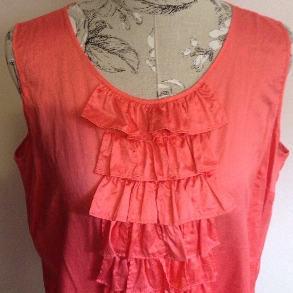 *talbots Orange Ruffle Top 16 P - Picture 2 of 4